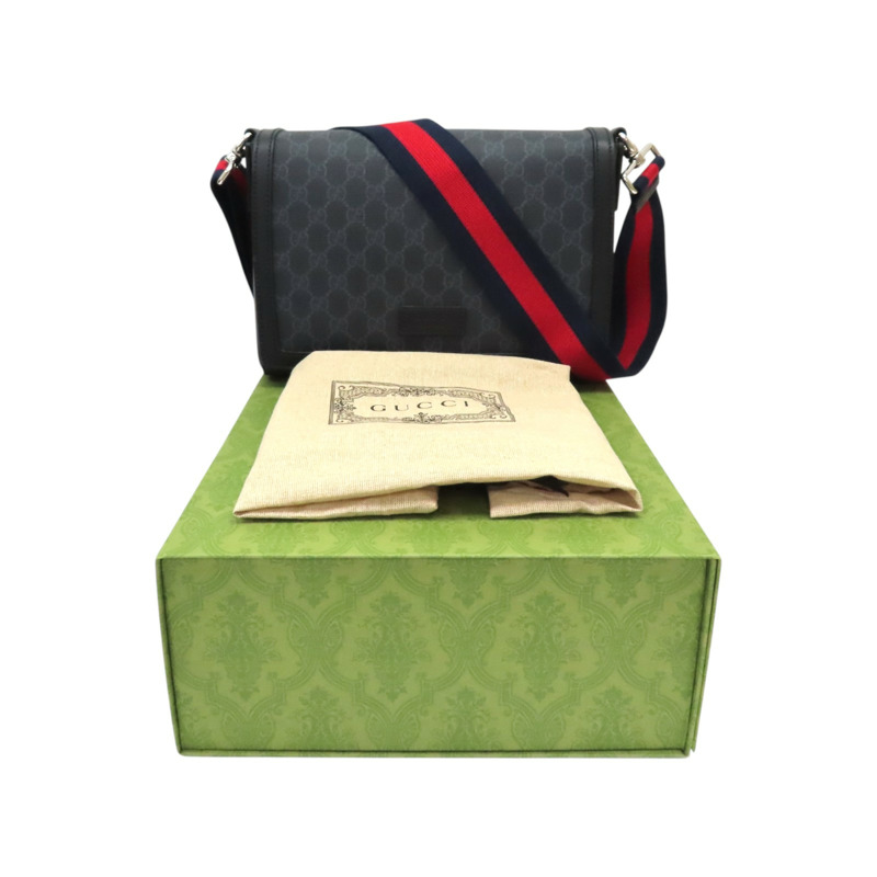 黑色 帆布 GG Supreme 肩背包【GUCCI 古馳】 771167-12