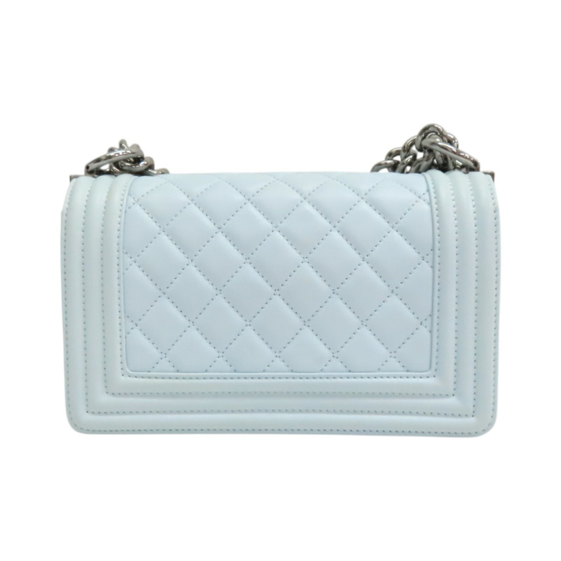 水藍色 羊皮 BOY20 鍊帶肩背包 銀釦【CHANEL 香奈兒】 A67085-1