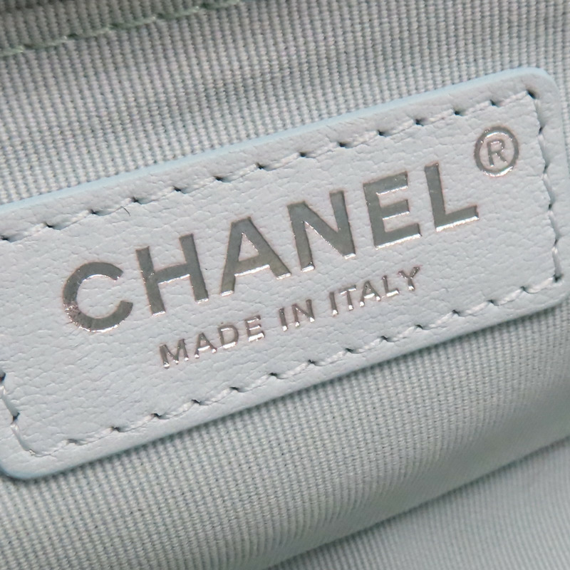 水藍色 羊皮 BOY20 鍊帶肩背包 銀釦【CHANEL 香奈兒】 A67085-5