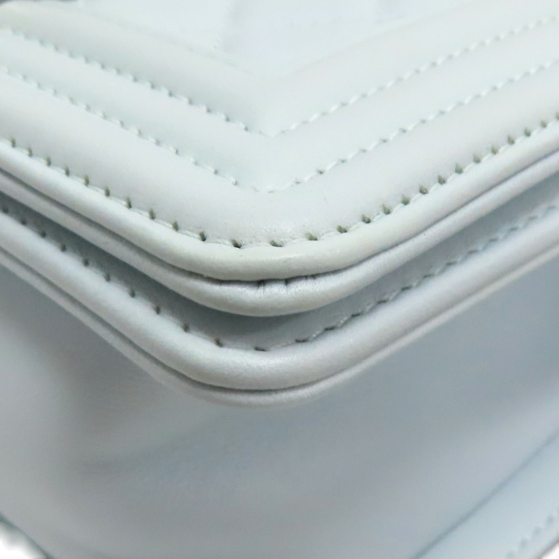 水藍色 羊皮 BOY20 鍊帶肩背包 銀釦【CHANEL 香奈兒】 A67085-9