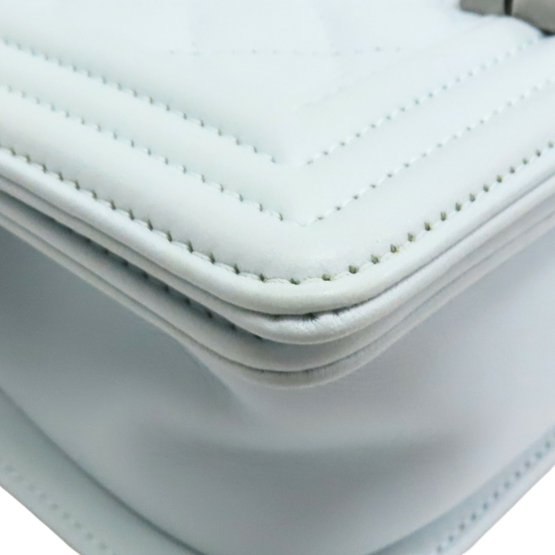 水藍色 羊皮 BOY20 鍊帶肩背包 銀釦【CHANEL 香奈兒】 A67085-10