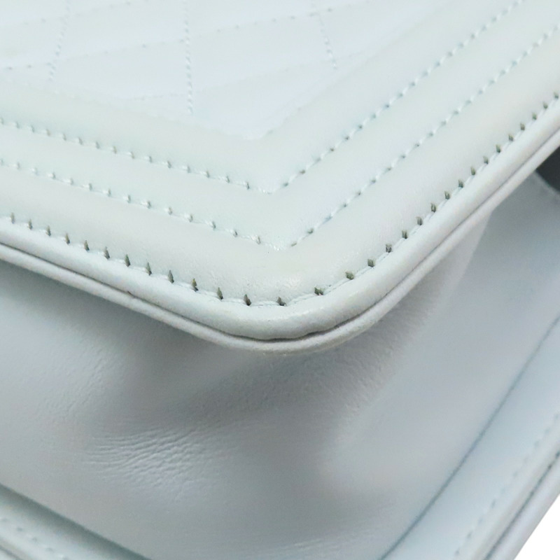 水藍色 羊皮 BOY20 鍊帶肩背包 銀釦【CHANEL 香奈兒】 A67085-11