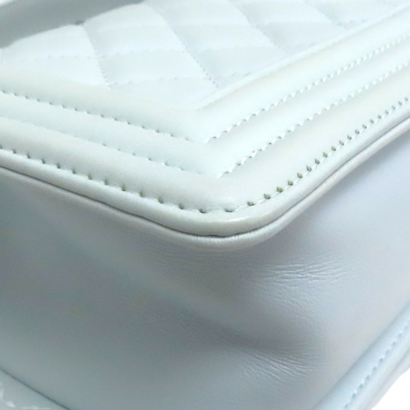 水藍色 羊皮 BOY20 鍊帶肩背包 銀釦【CHANEL 香奈兒】 A67085-12