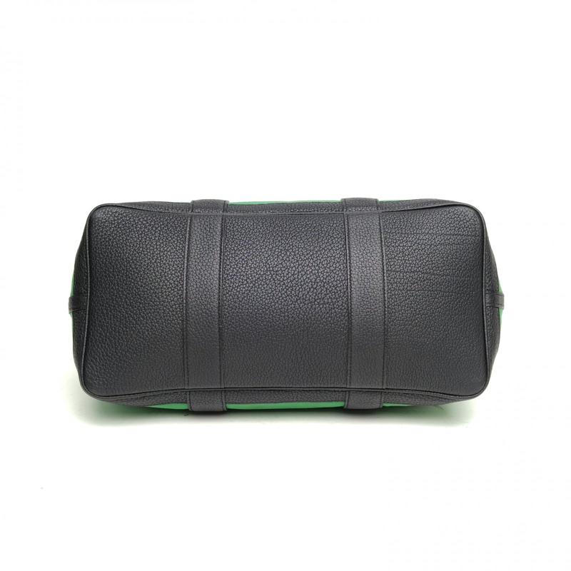 HERMES 花園包36竹子綠NEGONA皮/帆布A刻銀扣-3