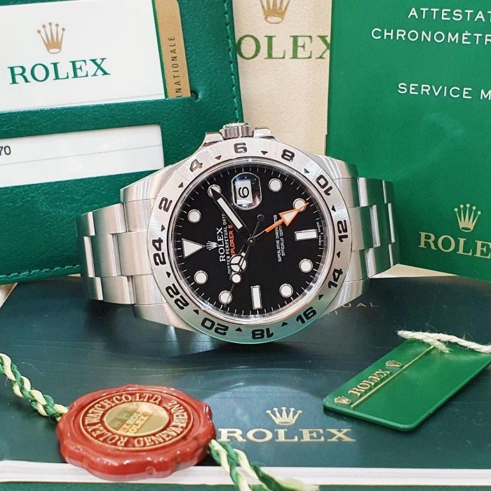 【大眾名錶】ROLEX勞力士 216570 Explorer ll 探二 2015/03全配件 黑面 大眾名錶G169-2