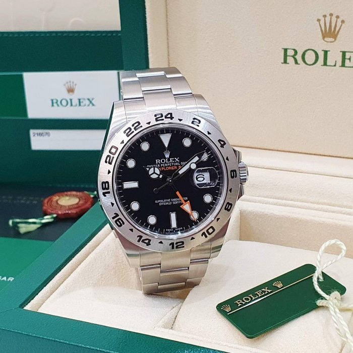 【大眾名錶】ROLEX勞力士 216570 Explorer ll 探二 2015/03全配件 黑面 大眾名錶G169-3