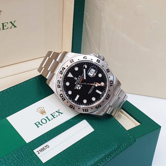 【大眾名錶】ROLEX勞力士 216570 Explorer ll 探二 2015/03全配件 黑面 大眾名錶G169-4
