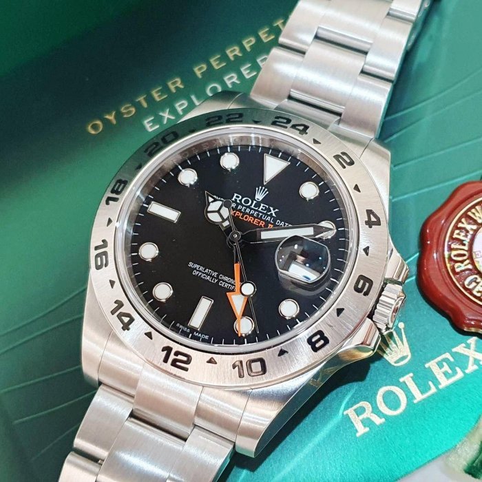 【大眾名錶】ROLEX勞力士 216570 Explorer ll 探二 2015/03全配件 黑面 大眾名錶G169-8