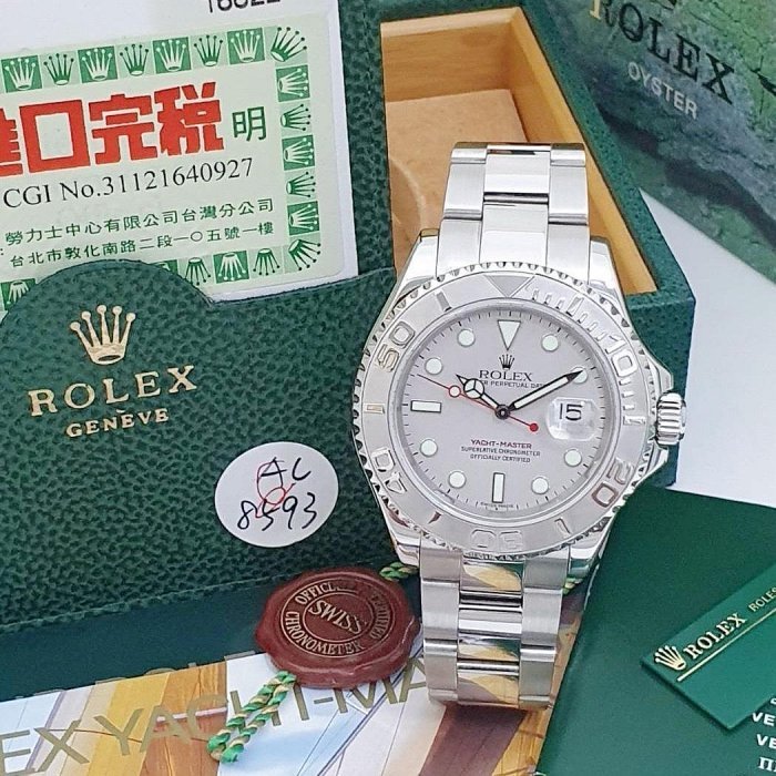 【大眾名錶】ROLEX 勞力士 16622 Yacht Master 遊艇名仕型 灰面紅針台灣AD全配 大眾名錶B799-0