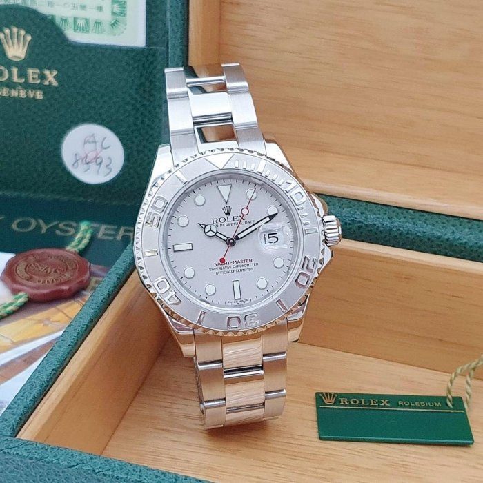 【大眾名錶】ROLEX 勞力士 16622 Yacht Master 遊艇名仕型 灰面紅針台灣AD全配 大眾名錶B799-2