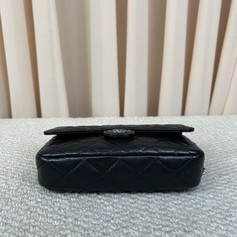 香奈兒CHANEL woc 鏈條包 黑金荔枝牛皮 經典菱格紋 可單肩可斜挎 容量實用 日常出門百搭氣質款-4