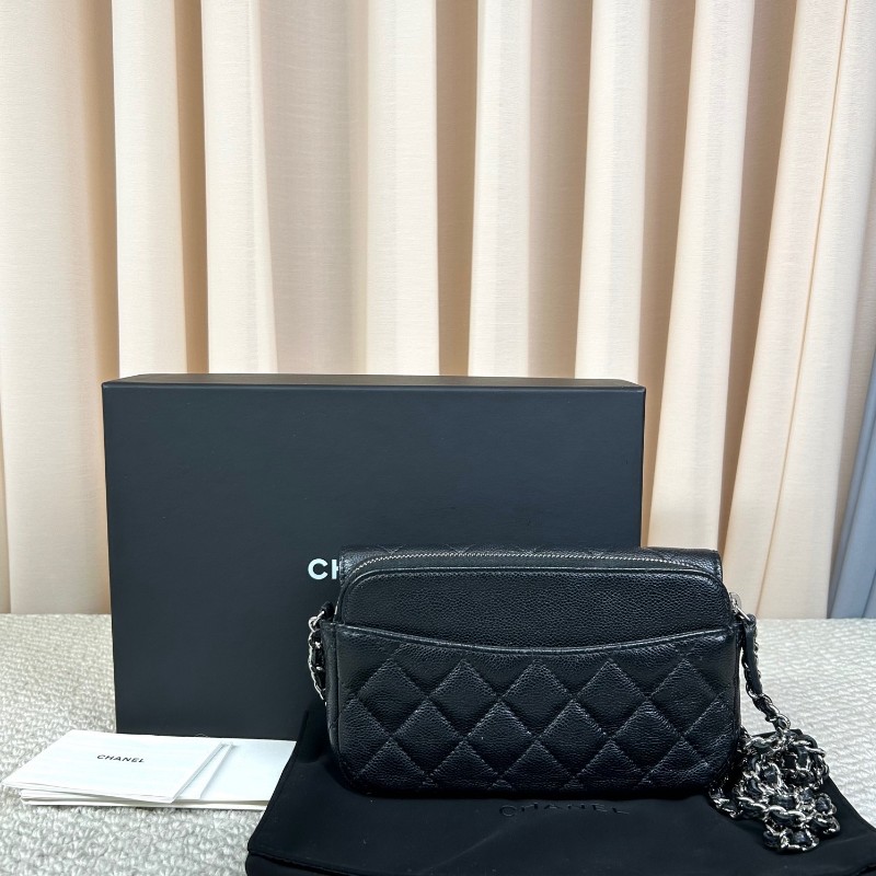 香奈兒CHANEL woc 鏈條包 黑金荔枝牛皮 經典菱格紋 可單肩可斜挎 容量實用 日常出門百搭氣質款-6