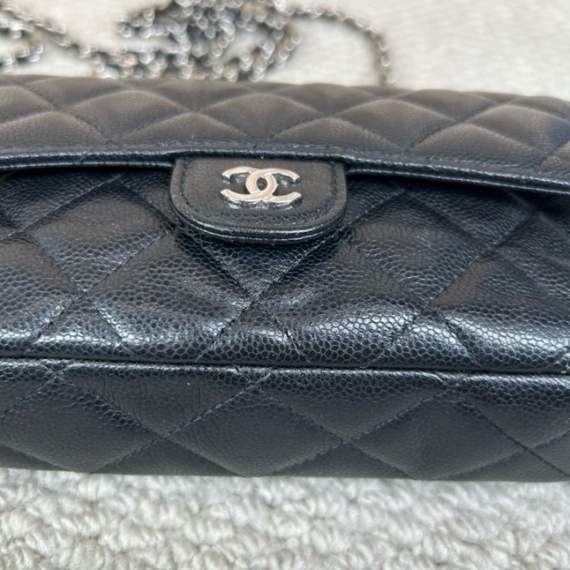 香奈兒CHANEL woc 鏈條包 黑金荔枝牛皮 經典菱格紋 可單肩可斜挎 容量實用 日常出門百搭氣質款-8