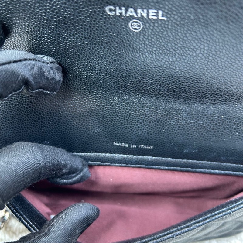 香奈兒CHANEL woc 鏈條包 黑金荔枝牛皮 經典菱格紋 可單肩可斜挎 容量實用 日常出門百搭氣質款-10