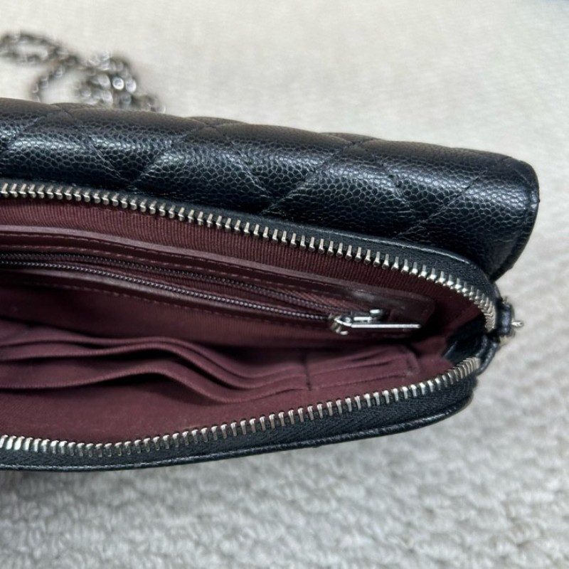 香奈兒CHANEL woc 鏈條包 黑金荔枝牛皮 經典菱格紋 可單肩可斜挎 容量實用 日常出門百搭氣質款-11