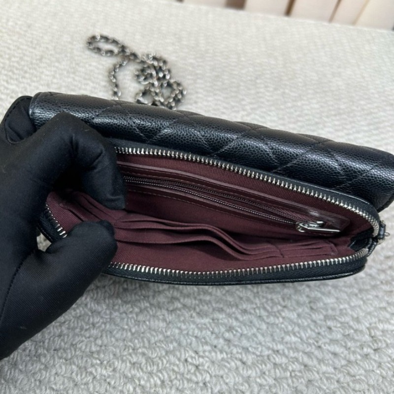 香奈兒CHANEL woc 鏈條包 黑金荔枝牛皮 經典菱格紋 可單肩可斜挎 容量實用 日常出門百搭氣質款-12