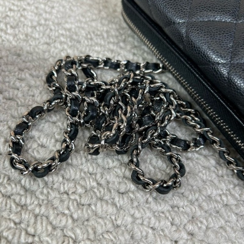 香奈兒CHANEL woc 鏈條包 黑金荔枝牛皮 經典菱格紋 可單肩可斜挎 容量實用 日常出門百搭氣質款-13