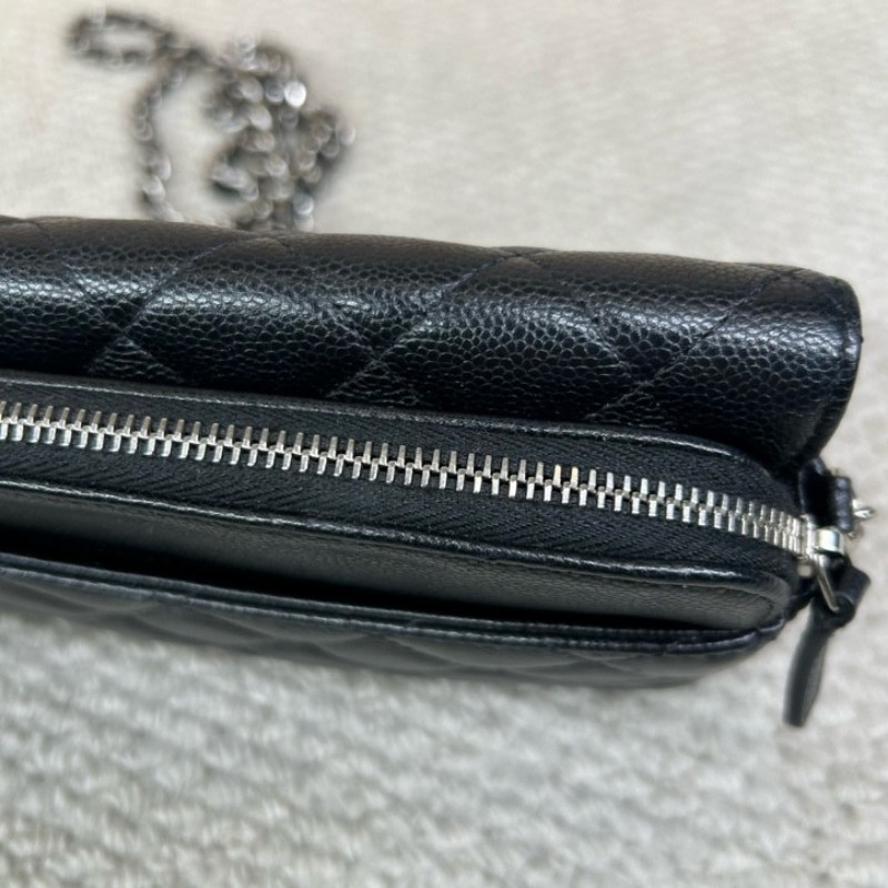 香奈兒CHANEL woc 鏈條包 黑金荔枝牛皮 經典菱格紋 可單肩可斜挎 容量實用 日常出門百搭氣質款-15