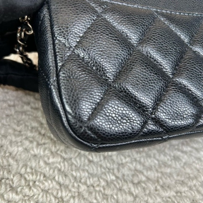 香奈兒CHANEL woc 鏈條包 黑金荔枝牛皮 經典菱格紋 可單肩可斜挎 容量實用 日常出門百搭氣質款-17