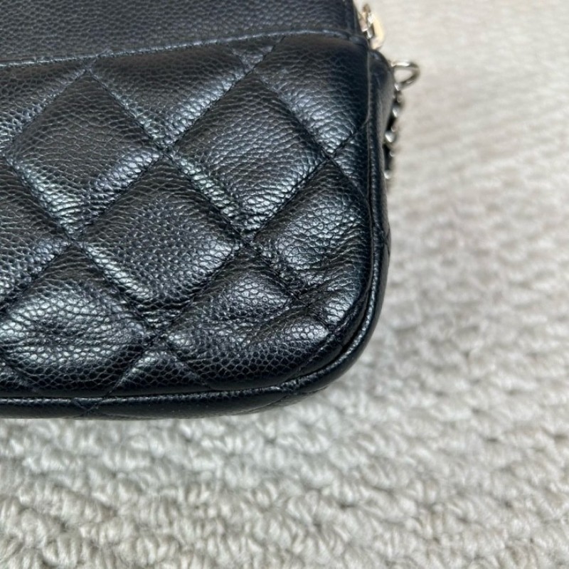 香奈兒CHANEL woc 鏈條包 黑金荔枝牛皮 經典菱格紋 可單肩可斜挎 容量實用 日常出門百搭氣質款-18