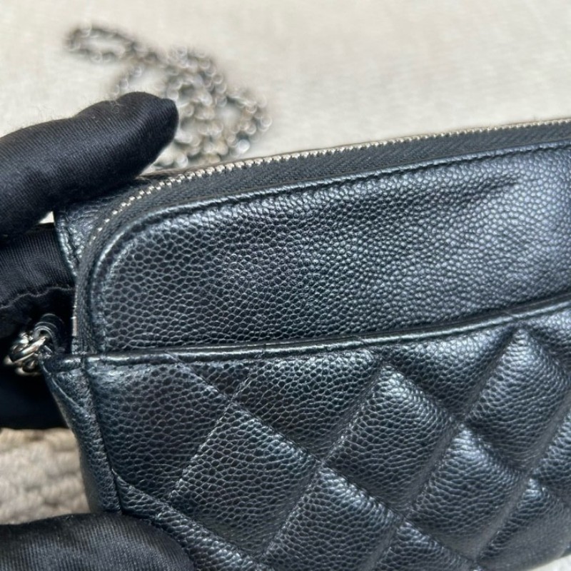 香奈兒CHANEL woc 鏈條包 黑金荔枝牛皮 經典菱格紋 可單肩可斜挎 容量實用 日常出門百搭氣質款-20