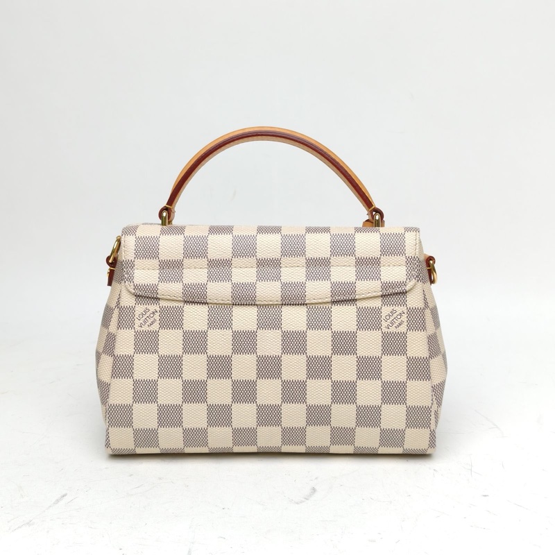 LOUIS VUITTON Croisette手柄郵差包白棋格PVC金扣2017-2