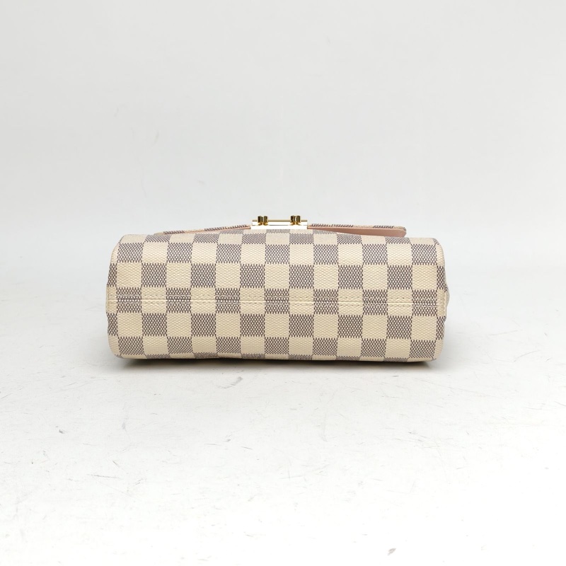 LOUIS VUITTON Croisette手柄郵差包白棋格PVC金扣2017-3