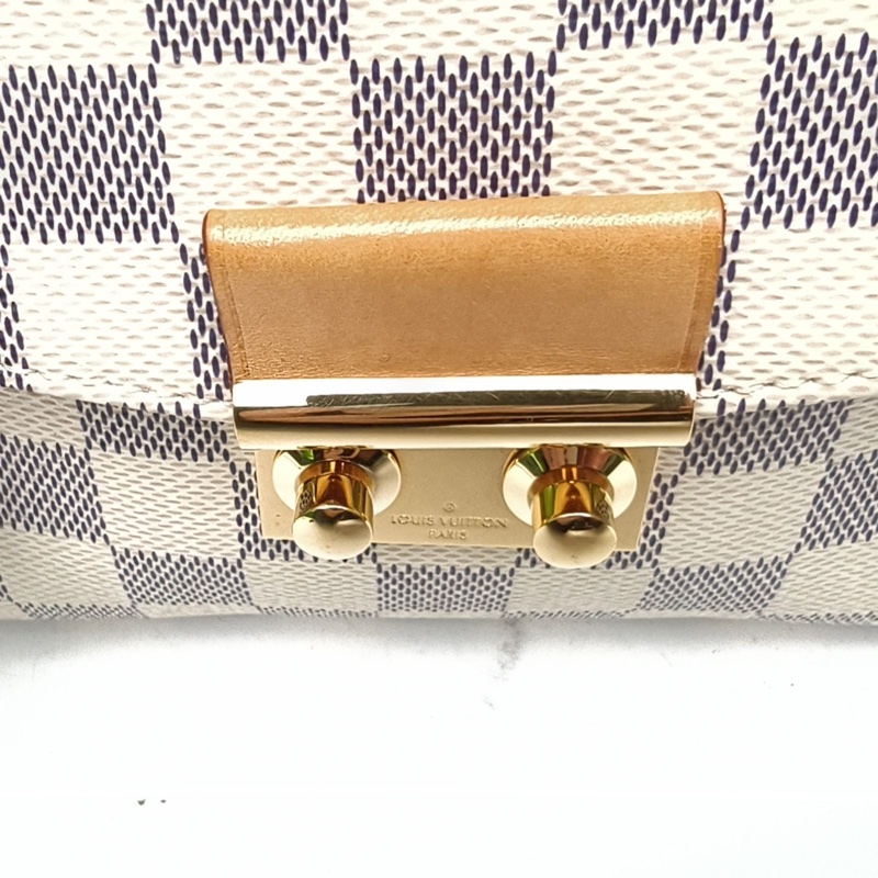 LOUIS VUITTON Croisette手柄郵差包白棋格PVC金扣2017-4