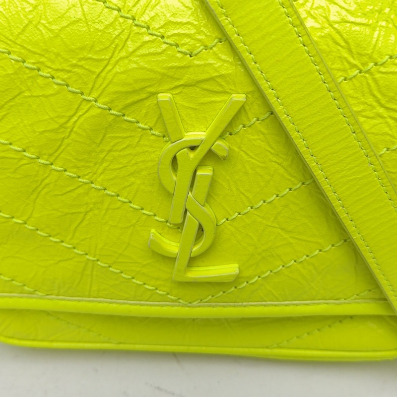 SAINT LAURENT NikiMini21D扣黃色牛皮黃扣-4