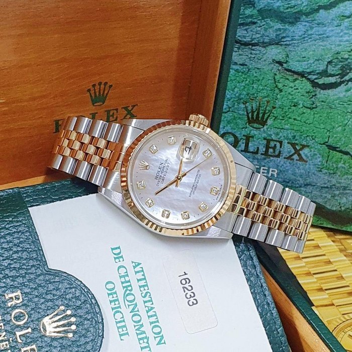 【大眾名錶】ROLEX勞力士 16233 Datejust 蠔式日誌 貝殼十鑽面盤 2000/08 大眾名錶B922-2