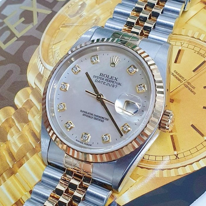 【大眾名錶】ROLEX勞力士 16233 Datejust 蠔式日誌 貝殼十鑽面盤 2000/08 大眾名錶B922-5