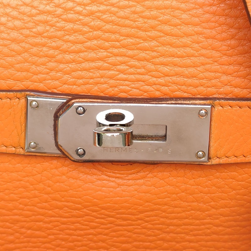 HERMES 吉普賽Jypsiere34愛馬仕橙TC皮框N銀扣-4