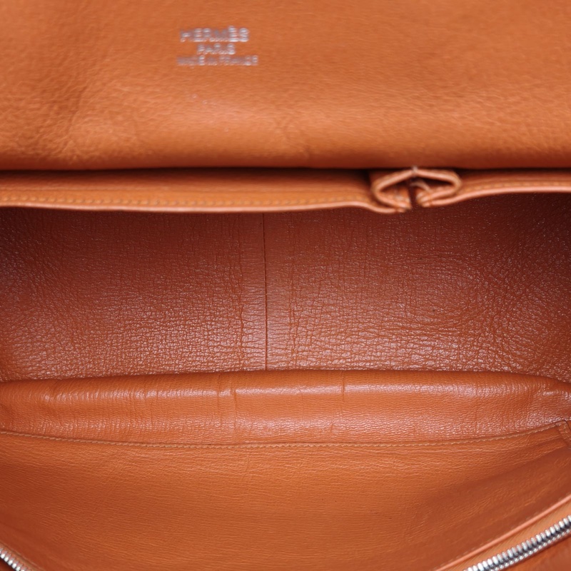 HERMES 吉普賽Jypsiere34愛馬仕橙TC皮框N銀扣-5