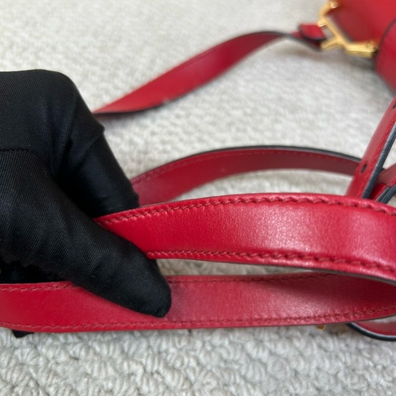 MiuMiu繆繆Lady紅色牛皮寶石包 精美紅色寶石太陽花裝飾 金色五金 可單肩可斜挎 牛皮耐磨 包型板正 容量實用 日常通勤百搭-22