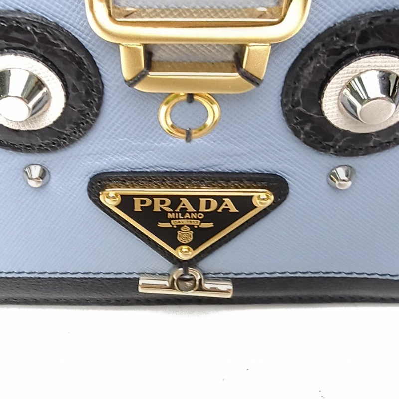 PRADA 圖案牛皮金扣機器人單肩包-5