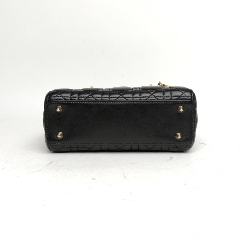 DIOR LadyDior戴妃包四格黑色羊皮金扣2016-3