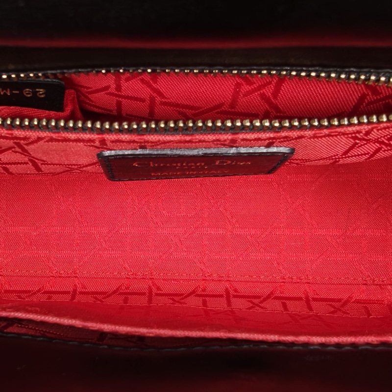 DIOR LadyDior戴妃包四格黑色羊皮金扣2016-5