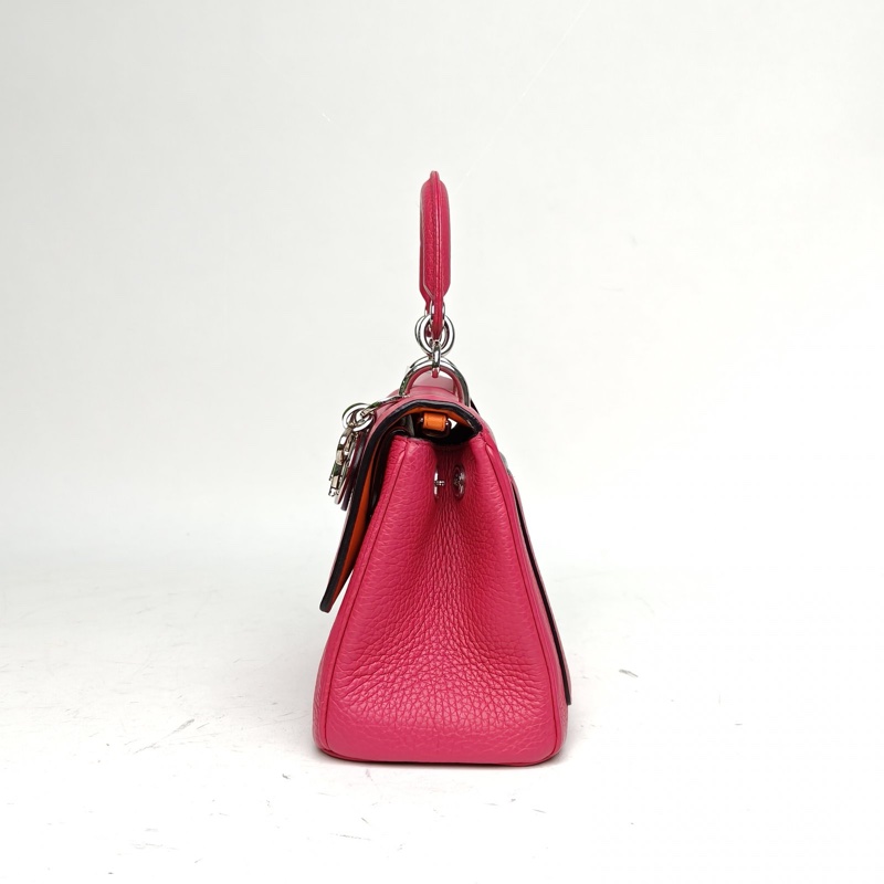 DIOR BeDior迷你20玫紅牛皮銀扣2014-1