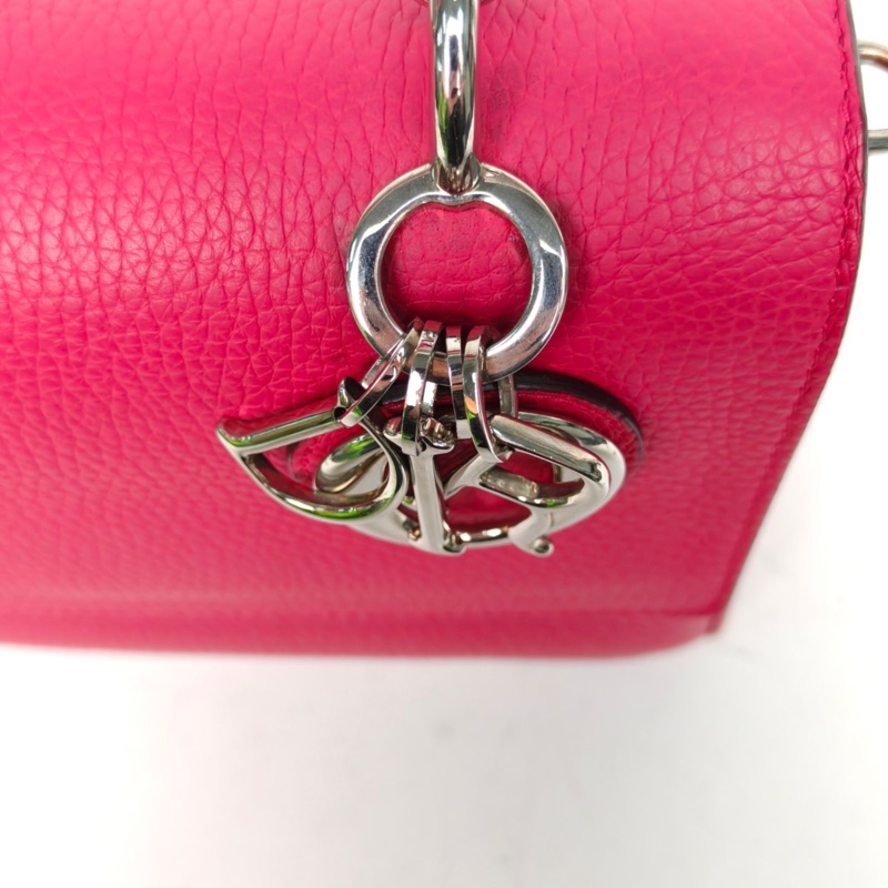 DIOR BeDior迷你20玫紅牛皮銀扣2014-4