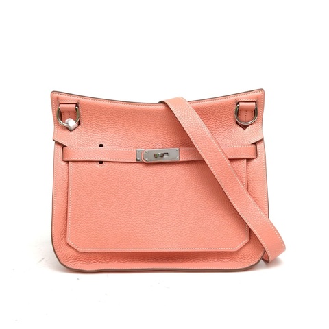 HERMES 吉普賽Jypsiere28龍蝦粉TC皮框Q銀扣