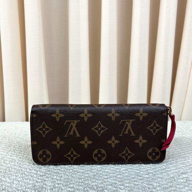 LV路易威登老花長款錢包 拉鏈開合 玫紅色內裡 卡位多 容量大 實用性強 日常百搭-0