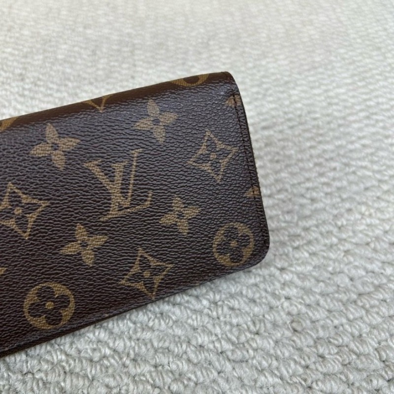 LV路易威登老花長款錢包 拉鏈開合 玫紅色內裡 卡位多 容量大 實用性強 日常百搭-3