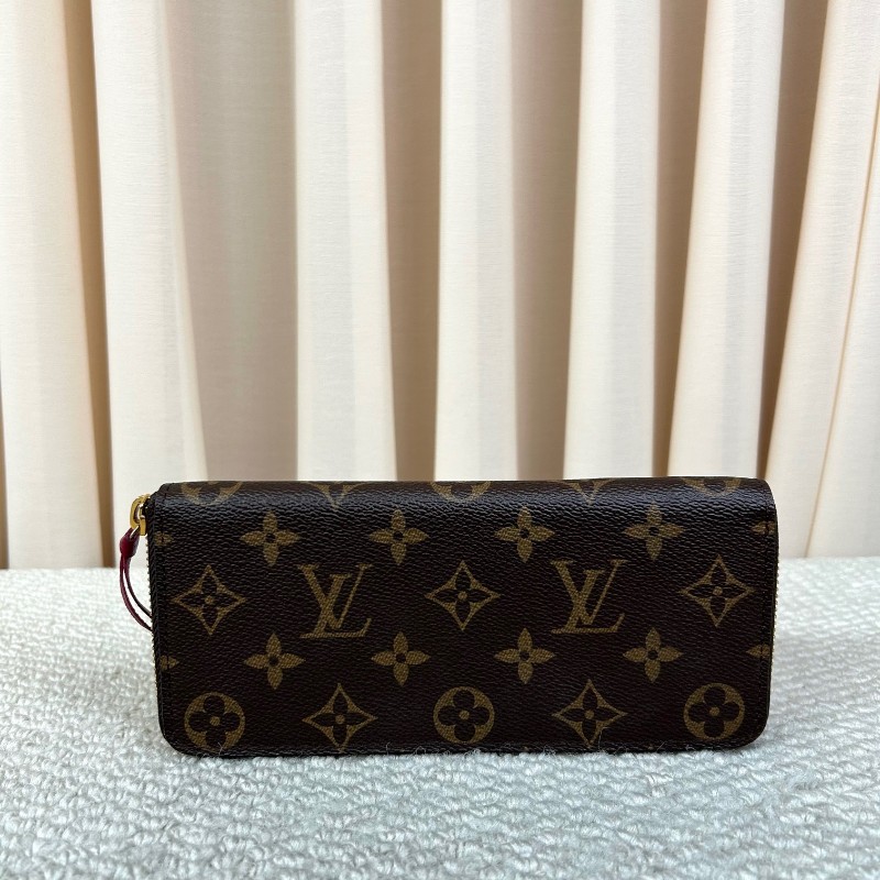 LV路易威登老花長款錢包 拉鏈開合 玫紅色內裡 卡位多 容量大 實用性強 日常百搭-6