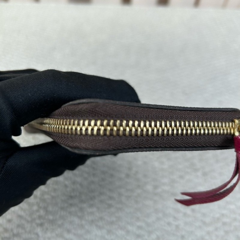 LV路易威登老花長款錢包 拉鏈開合 玫紅色內裡 卡位多 容量大 實用性強 日常百搭-9