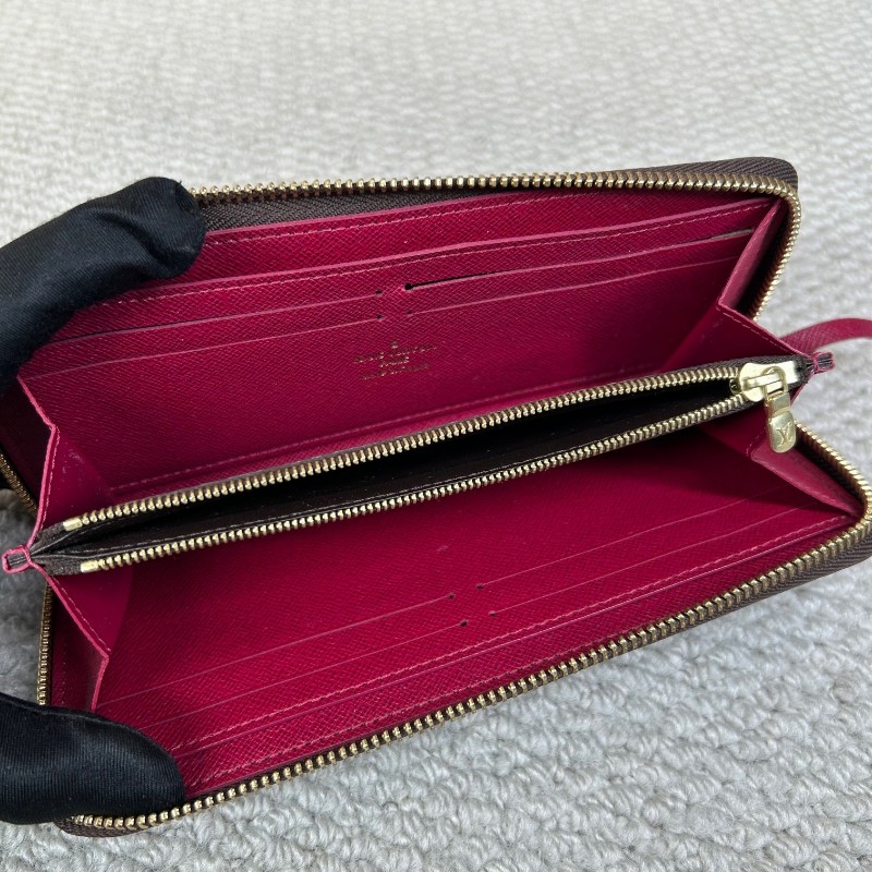 LV路易威登老花長款錢包 拉鏈開合 玫紅色內裡 卡位多 容量大 實用性強 日常百搭-10