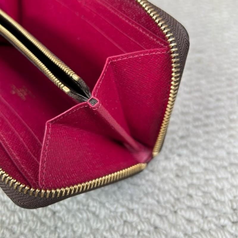 LV路易威登老花長款錢包 拉鏈開合 玫紅色內裡 卡位多 容量大 實用性強 日常百搭-11