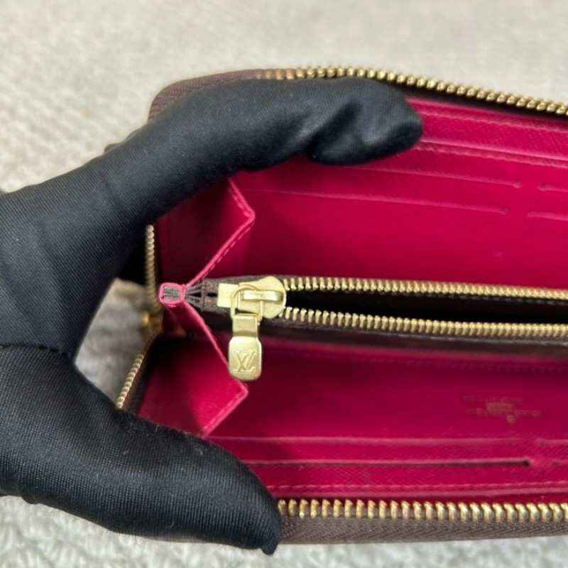 LV路易威登老花長款錢包 拉鏈開合 玫紅色內裡 卡位多 容量大 實用性強 日常百搭-13