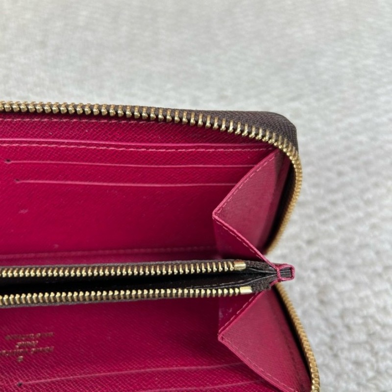 LV路易威登老花長款錢包 拉鏈開合 玫紅色內裡 卡位多 容量大 實用性強 日常百搭-15