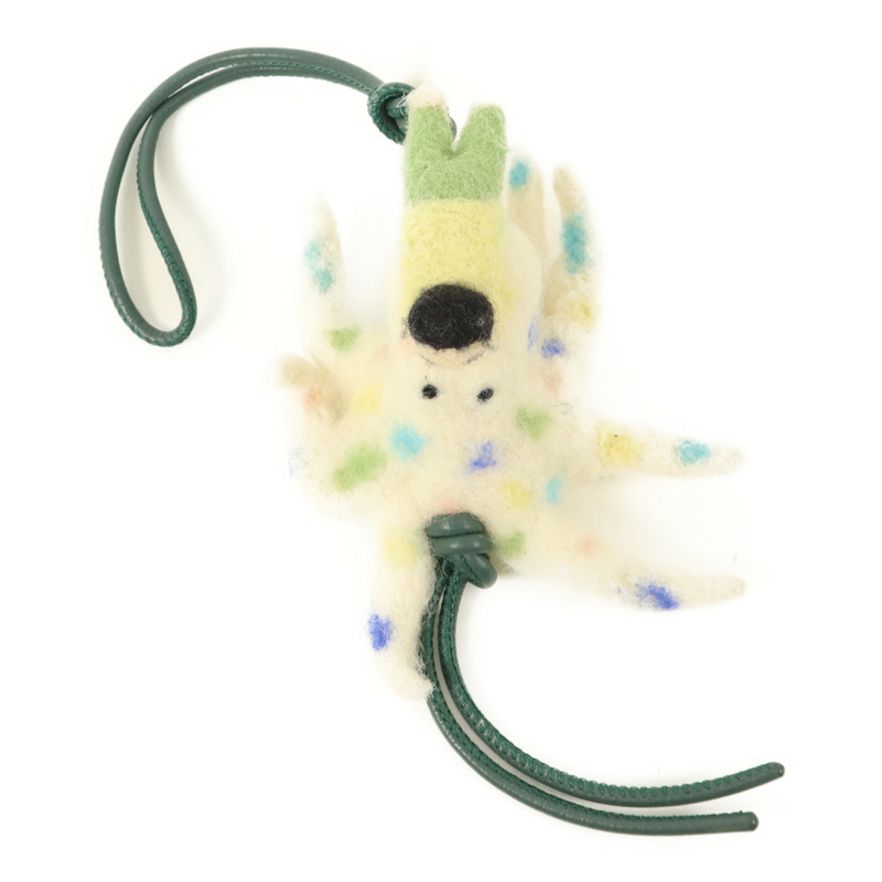 LOEWE 羊毛/牛皮皮革Octopus With Kid Charm銀扣掛飾-1