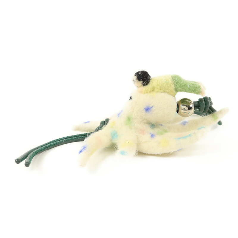 LOEWE 羊毛/牛皮皮革Octopus With Kid Charm銀扣掛飾-3